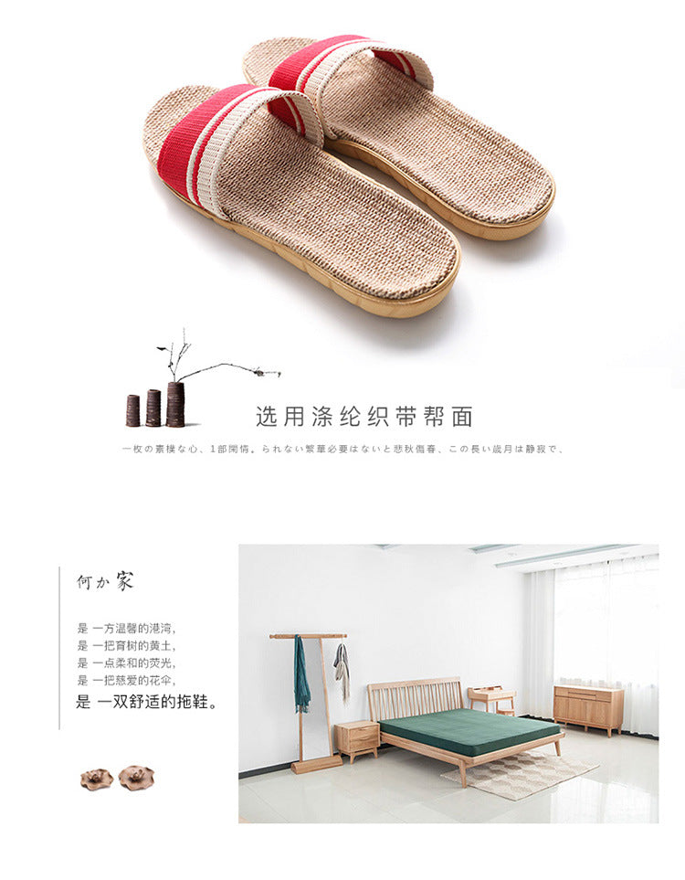 36-45 Plus Size Women'S Slippers Flat Sandals Linen Lightweight Casual Summer Slippers Women