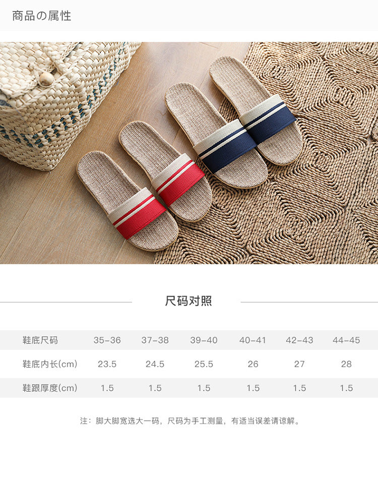 36-45 Plus Size Women'S Slippers Flat Sandals Linen Lightweight Casual Summer Slippers Women