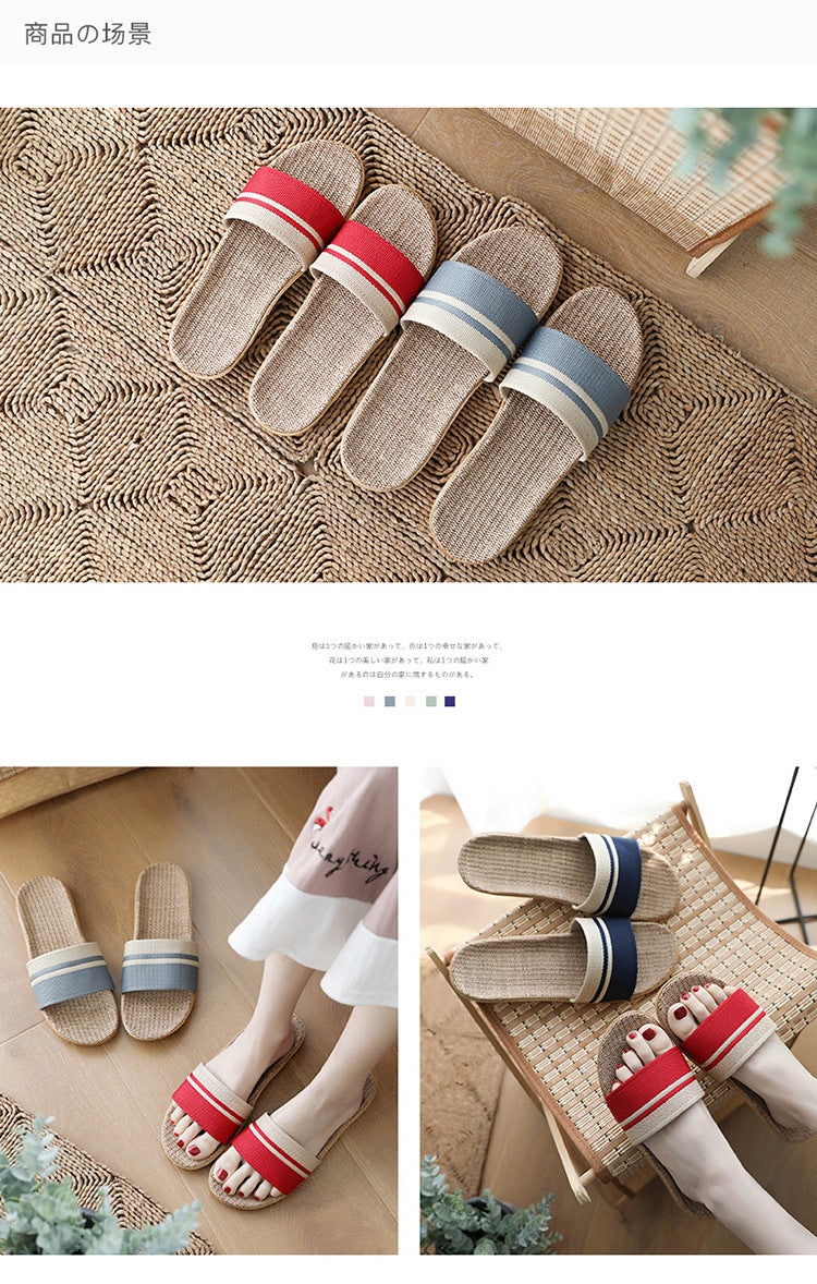 36-45 Plus Size Women'S Slippers Flat Sandals Linen Lightweight Casual Summer Slippers Women