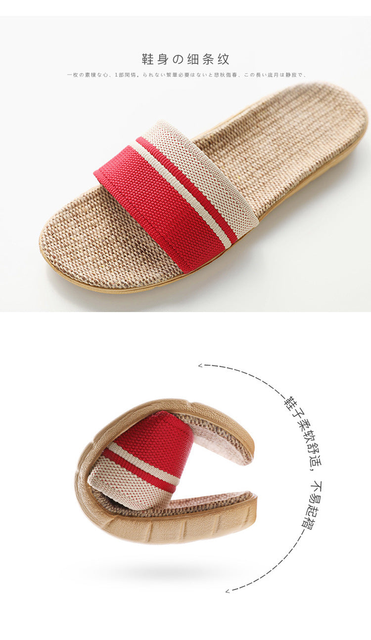 36-45 Plus Size Women'S Slippers Flat Sandals Linen Lightweight Casual Summer Slippers Women