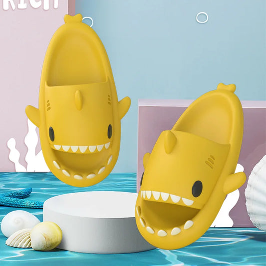 Summer Funny Shark Slippers Women Indoor Bathroom Non-slip Shark Slide Men Outdoor EVA Flip Flops Children Cartoon Funny Sandals