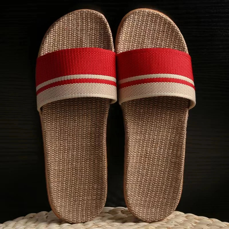 36-45 Plus Size Women'S Slippers Flat Sandals Linen Lightweight Casual Summer Slippers Women