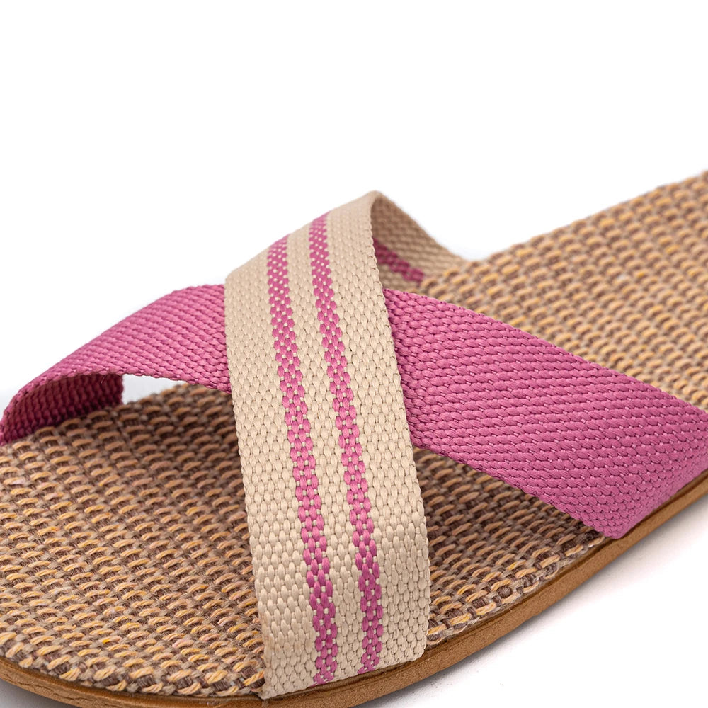 36-45 Plus Size Women'S Slippers Flat Sandals Linen Lightweight Casual Summer Slippers Women