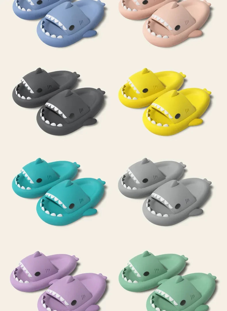 Summer Funny Shark Slippers Women Indoor Bathroom Non-slip Shark Slide Men Outdoor EVA Flip Flops Children Cartoon Funny Sandals